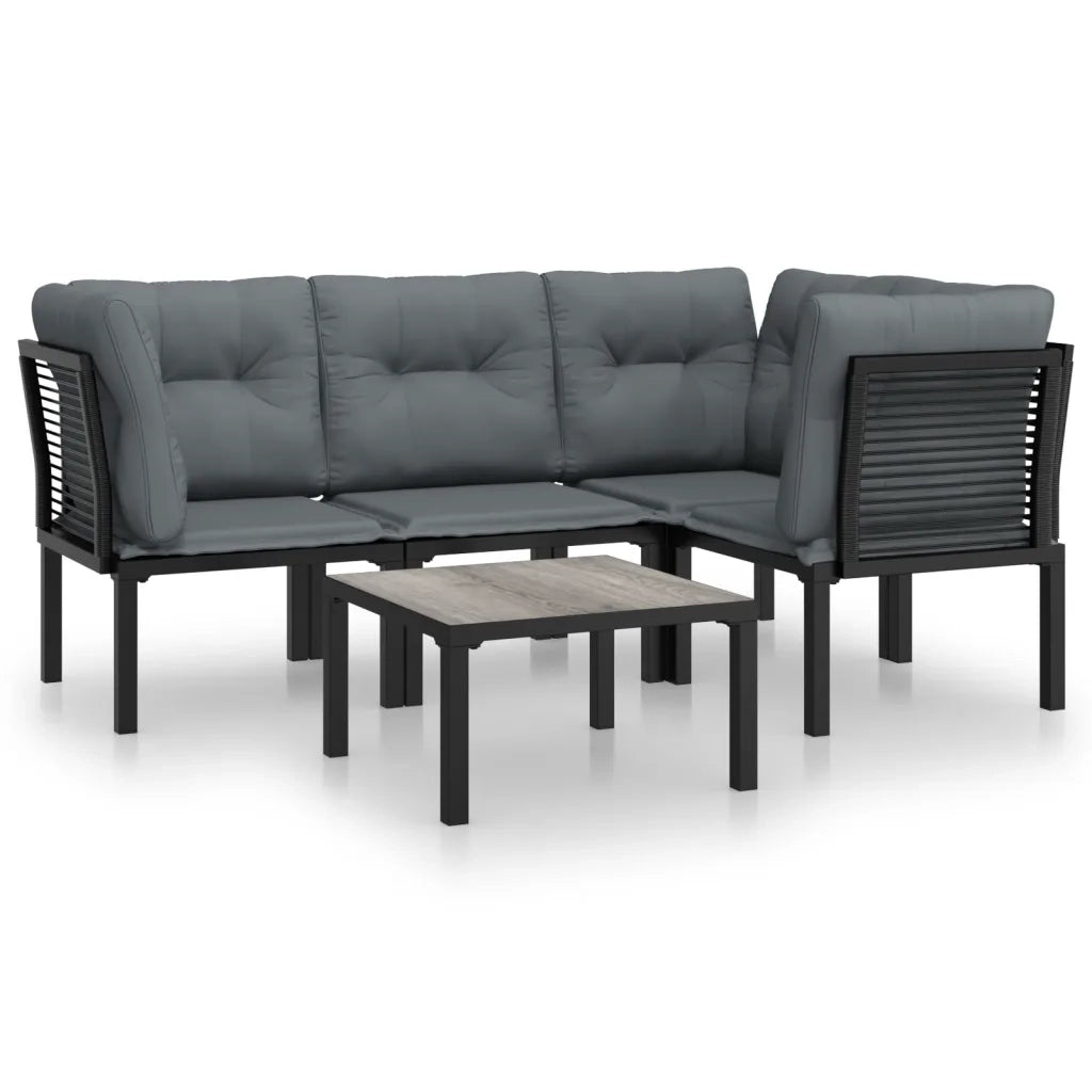 Set Salotto da Giardino 5 pz | Set di Mobili da Esterno Nero e Grigio in Polyrattan