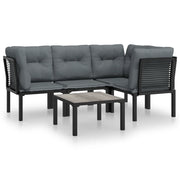 Set Salotto da Giardino 5 pz | Set di Mobili da Esterno Nero e Grigio in Polyrattan