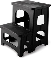 Scaffolding per bambini, 2 gradini, pieghevole, con maniglia di trasporto, carico massimo 136 kg, per cucina, casa, ufficio