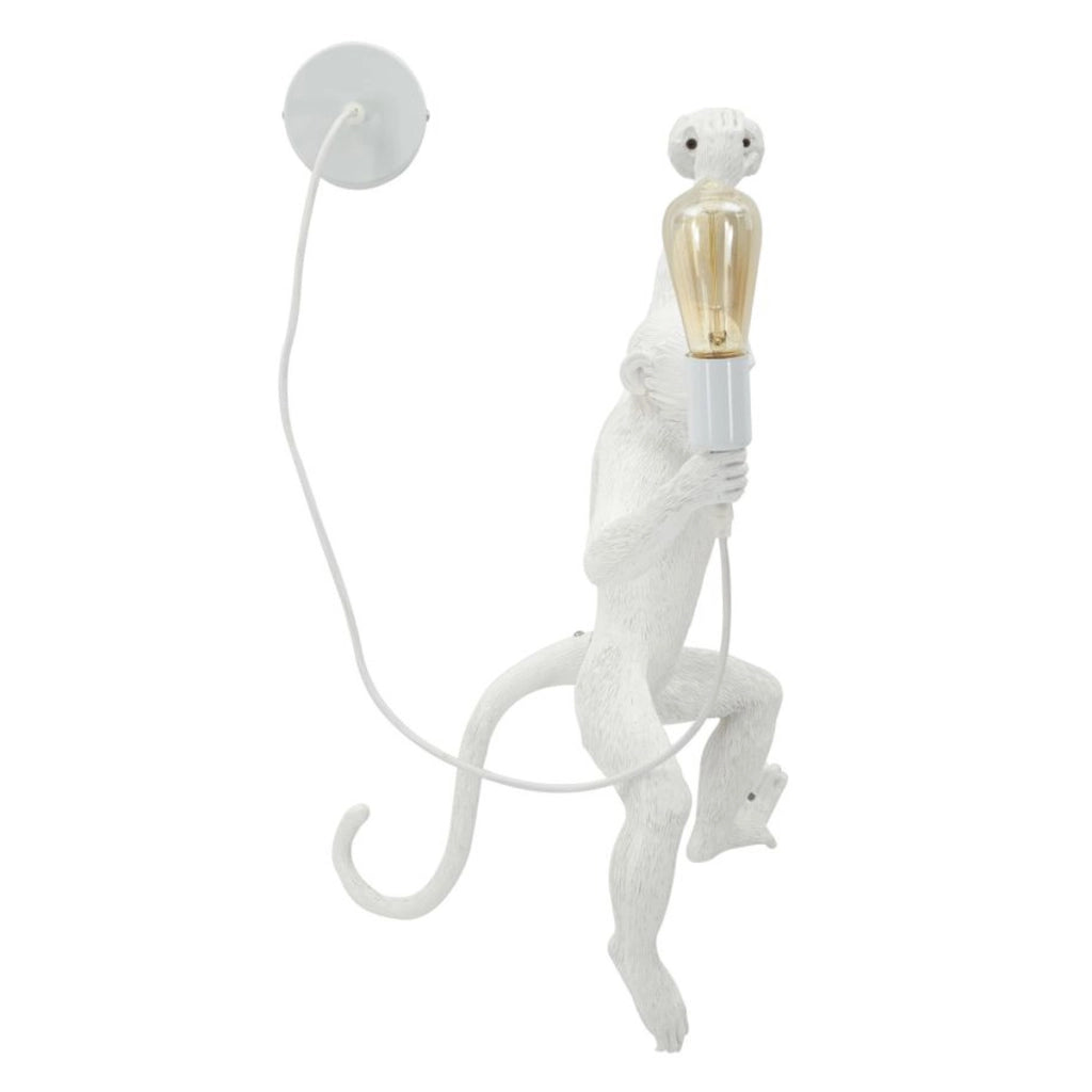 Applique da parete Monkey in polyresin bianca a forma di scimmia