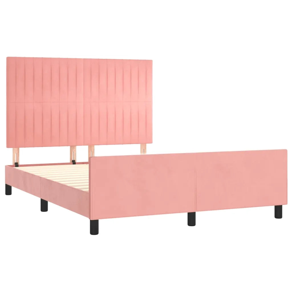 Giroletto con Testiera Rosa 140x200 cm in Velluto 3125884