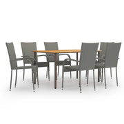 Set da pranzo da giardino per esterni da 7 pezzi in resina di vimini grigia 02_0014051