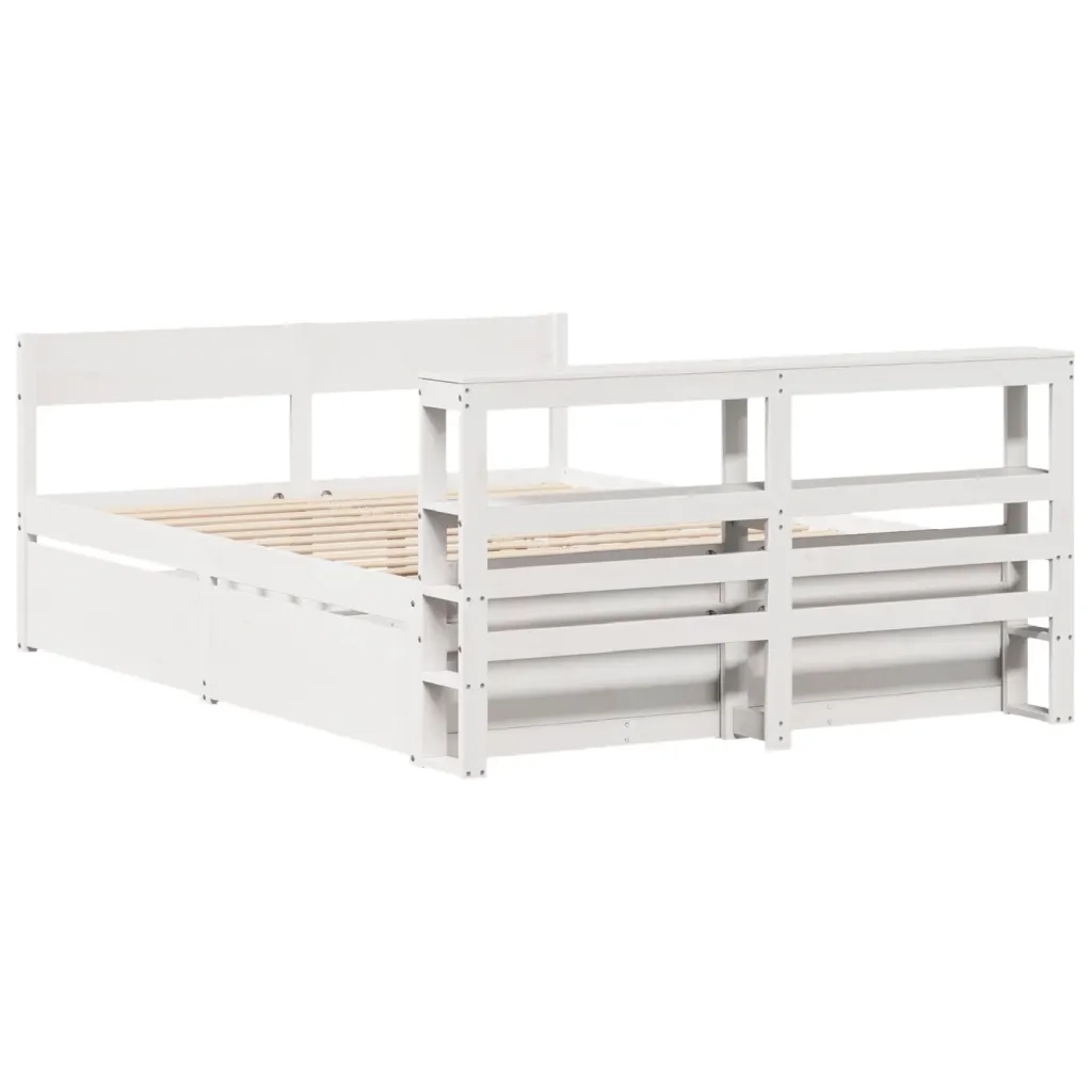 Letto senza Materasso Bianco 160x200 cm Legno Massello di Pino 3306376