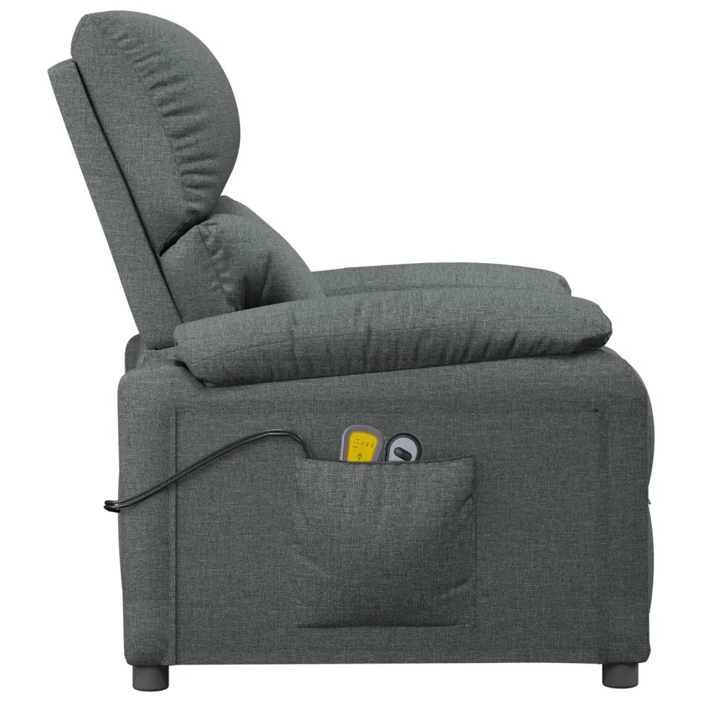 Poltrona Massaggiante | Sedia Relax Elettrica Grigio Scuro in Tessuto