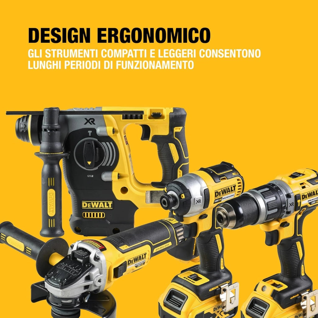 DeWalt Kit Completo da 18V: Trapano, Avvitatore a Impulsi, Smerigliatrice, Martello tassellatore DCK422P3T-QW