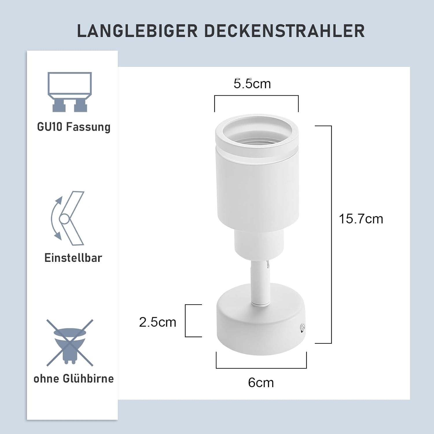 ZMH Faretto da soffitto moderni 1 lampadina GU10 orientabile