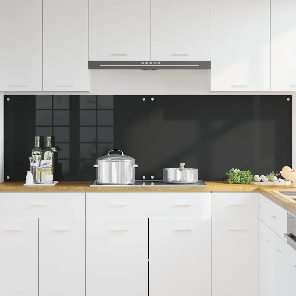 Schienale da cucina 2 pcs Nero 100 x 60 cm vetro temperato 3415553