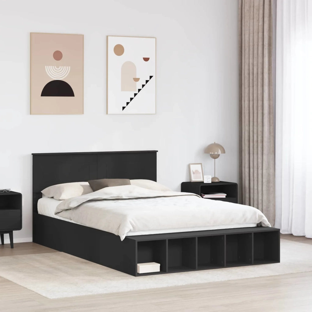 Letto matrimoniale | Letto per adulti | Struttura del letto Nero 150 x 200 cm Legno multistrato