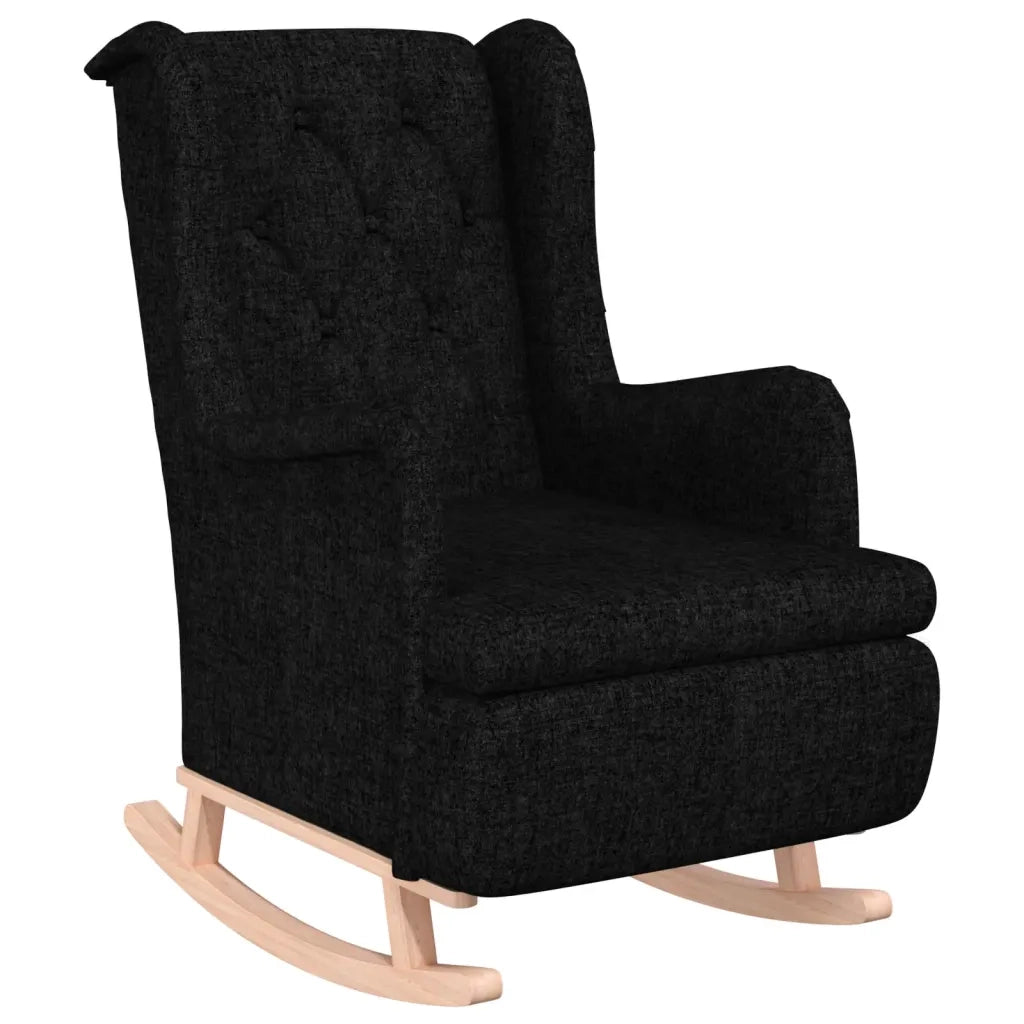 Poltrona con Gambe a Dondolo e Sgabello Nero in Tessuto 3121274