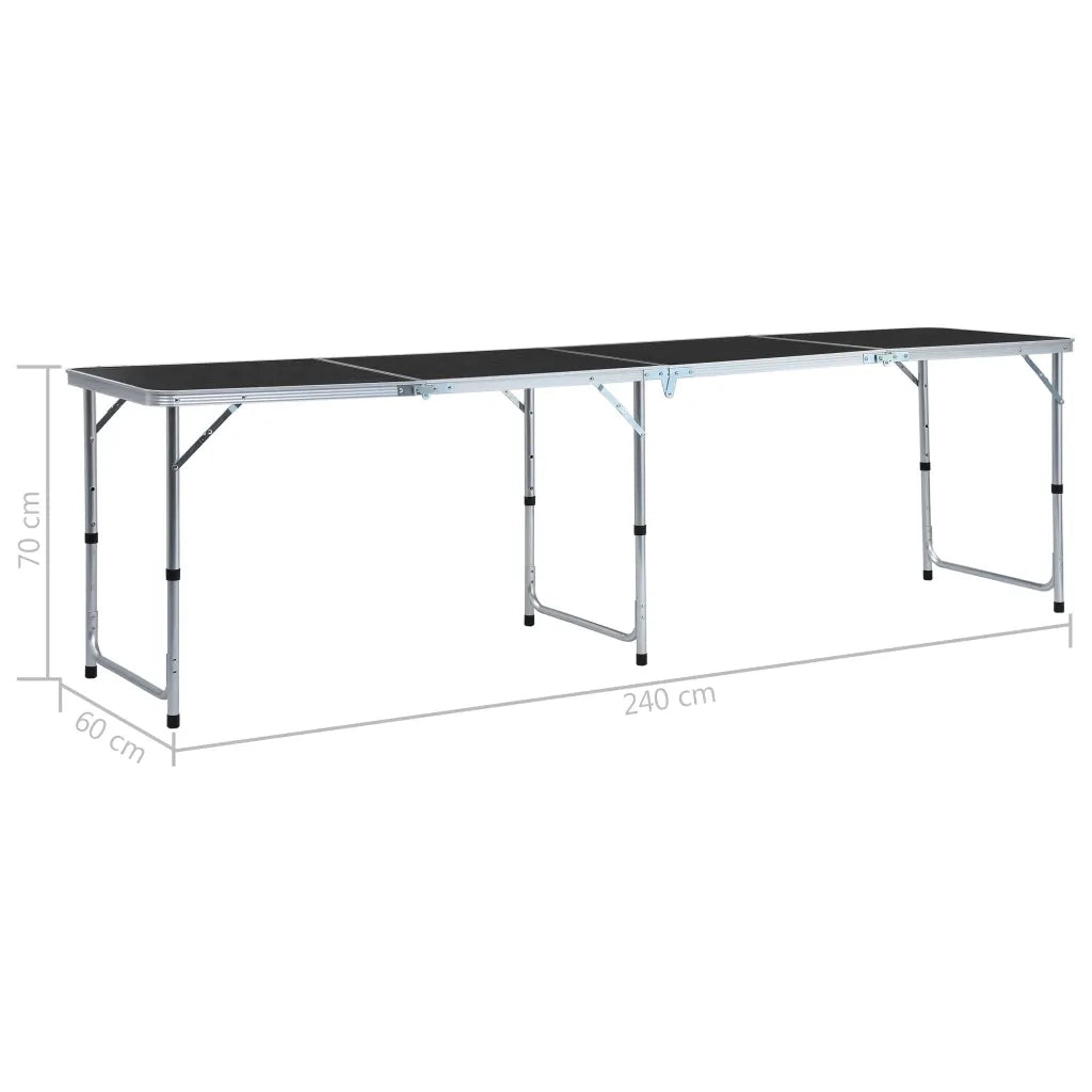 Tavolo da Campeggio Pieghevole in Alluminio Grigio 240x60 cm CFW9858378
