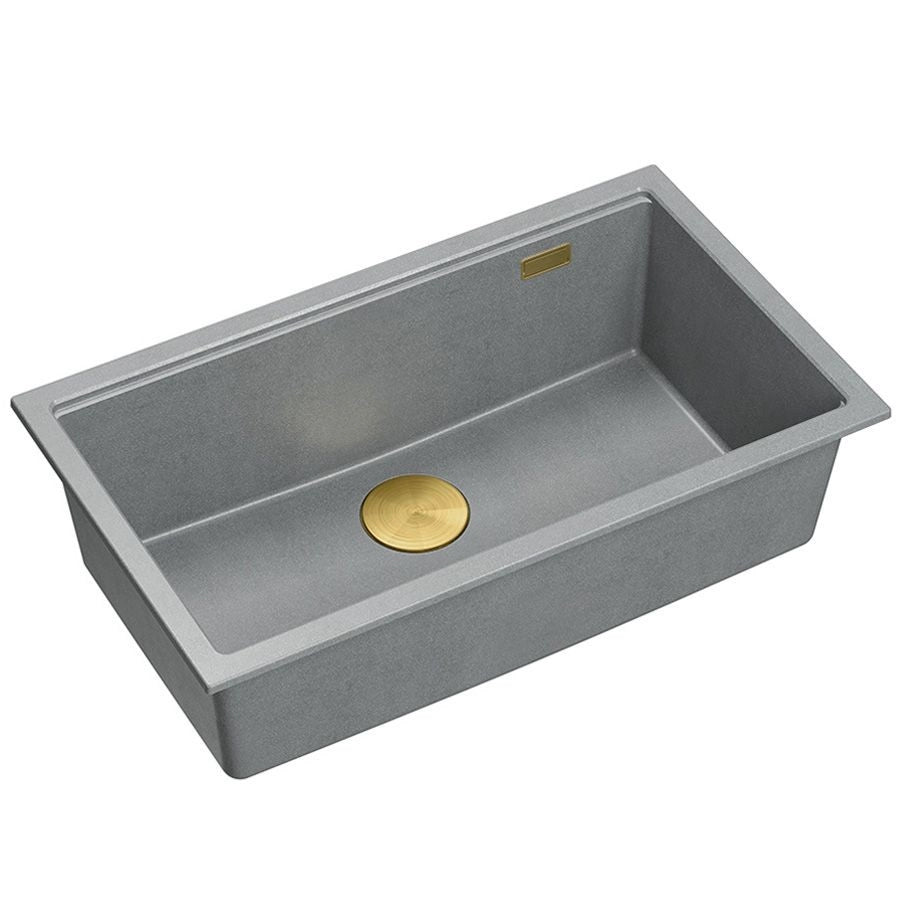Lavello In Granito Logan 110 Grey Metallic Tappo rame spazzolato