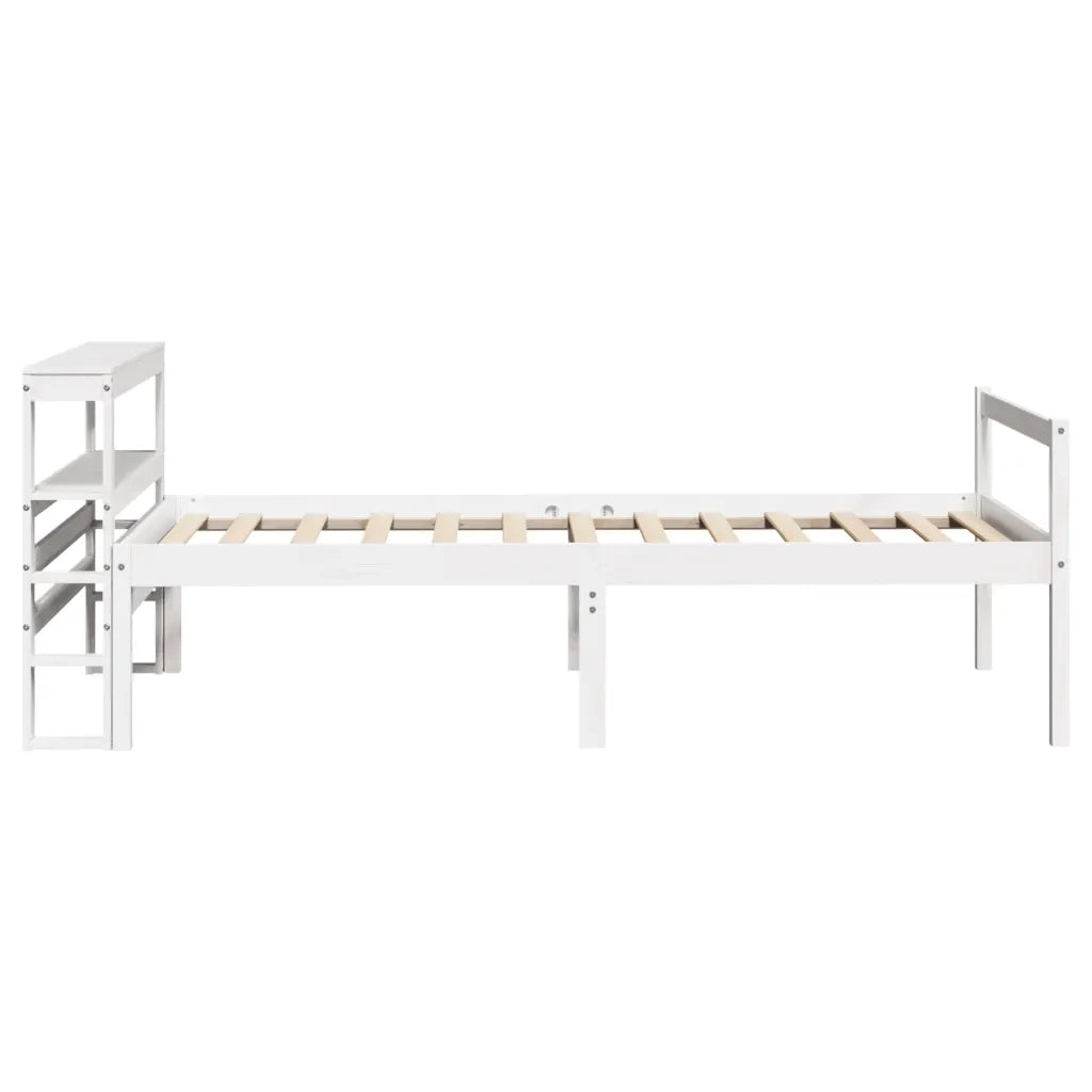 Letto Anziani con Testiera-Letto con Testiera per Anziani-Rete con Testiera Bianco 75x190cm Legno Massello Pino