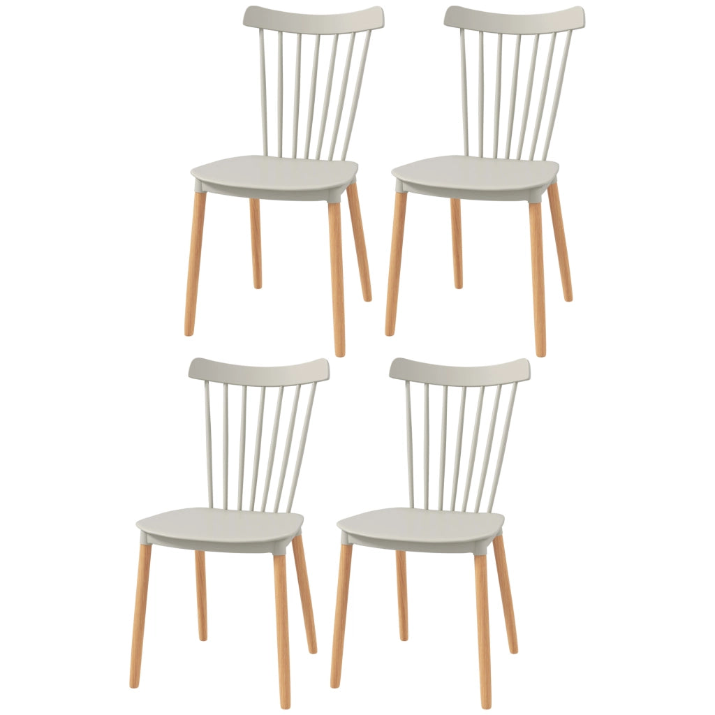 Set 4 Sedie Stile Scandinavo ¨C Zephmum ¨C Polipropilene Legno H¨ºtre Grigio 48x52.5x83 cm