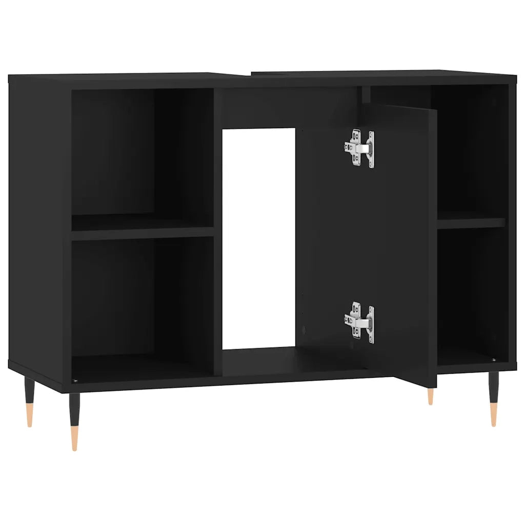 Mobiletto da bagno con anta vano contenitore 80 x 33 x 60 cm legno composito nero 02_0049050