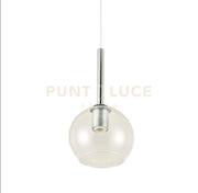 INFINITY-C Sospensione 1 luce struttura in metallo cromo con vetro cristallo  attacco E14 diametro 14cm senza base