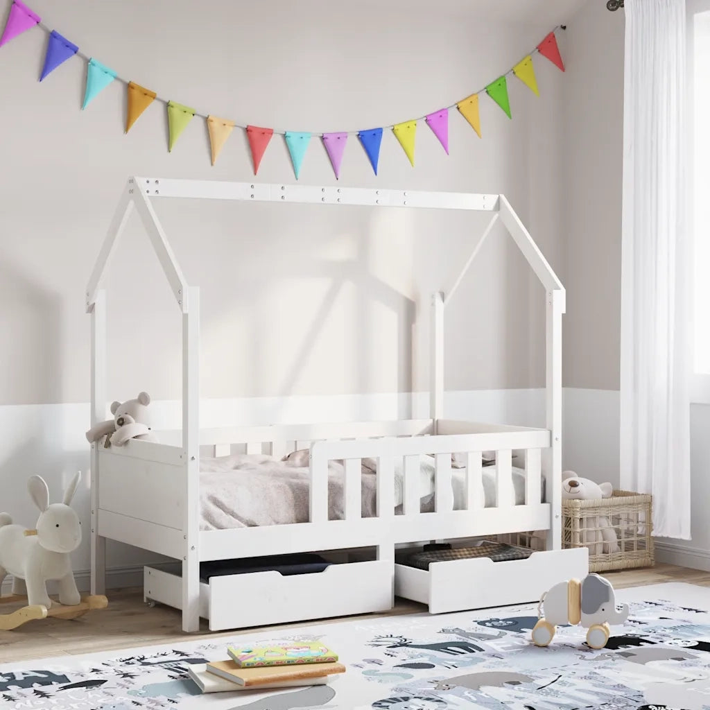 Giroletto per Bambini con Cassetti 80x170cm Legno Massello Pino