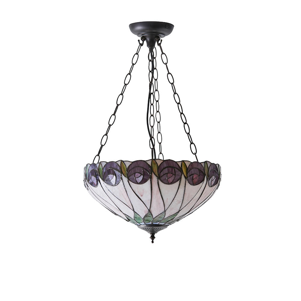Lampada a sospensione Tiffany Hutchinson rose vetro 3xE27