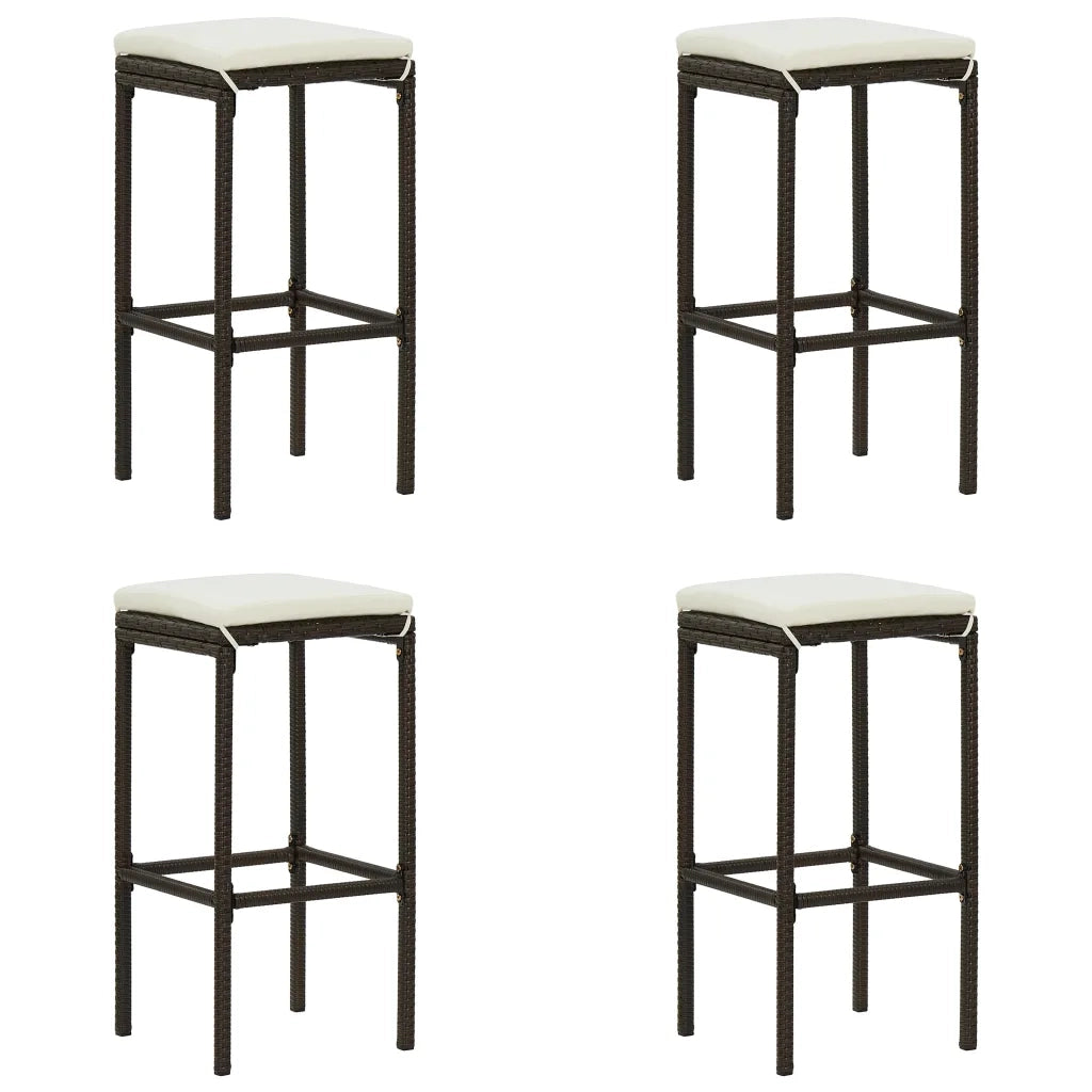 Set da Bar da Giardino 5 pz | Set Salotto da Giardino con Cuscini in Polyrattan Marrone
