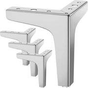 Set di 4 gambe per mobili, sostenibili fino a 600 kg, moderne gambe metalliche a forma di triangolo per tavoli, gambe a spillo per mobili per armadi (10 cm) - argento - 10cm