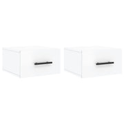 Set di 2 Comodini | Armadio da Notte | Mobiletto da notte a Muro Bianco Lucido 35x35x20 cm