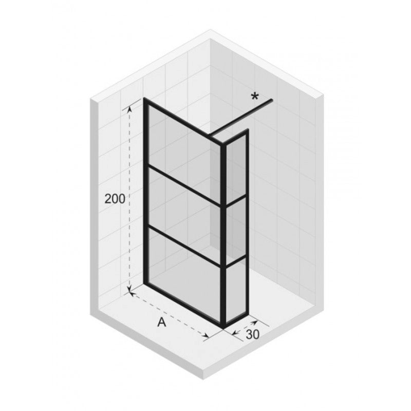 Box doccia walk-in con aletta fissa GRID 402 RIHO 100x200 cm