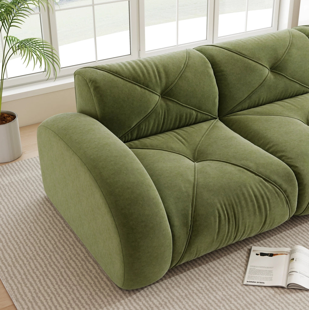 Divano modulare 204x95x76 cm in chenille; senza montaggio; verde