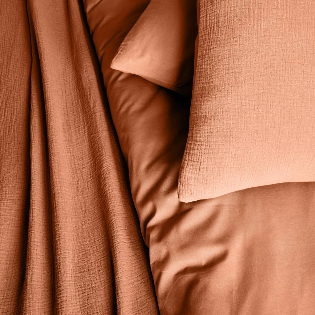 Set biancheria da letto in cotone terracotta