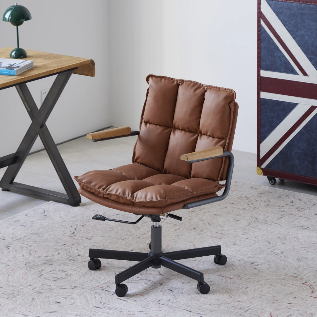 SEDIA Ufficio Ergonomica Girevole Regolabile in Altezza Similpelle Marrone