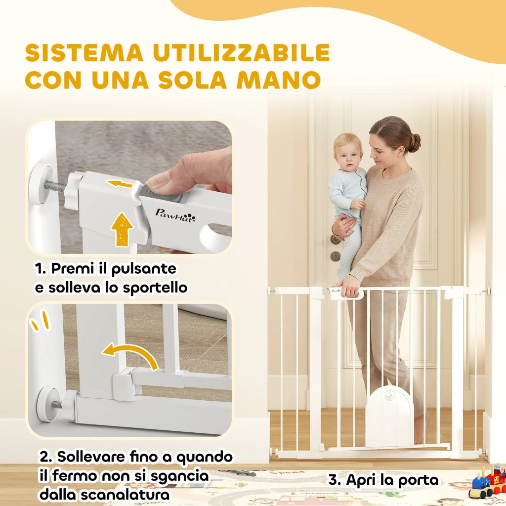 Cancellino Regolabile per Cani con Porta Piccola e Chiusura Automatica ¨C zephmum ¨C 75-103x76cm, Bianco