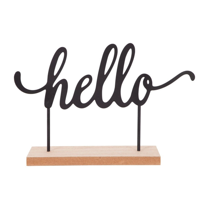 Set di 2 Scritta Decor Metallo Hello 24x8x16 Cm