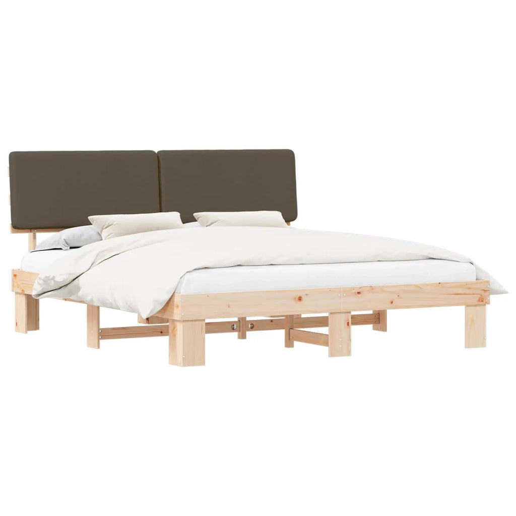 Letto matrimoniale | Letto per adulti | Letto con Testiera Rivestita Talpa 200 x 200 cm Pino massello