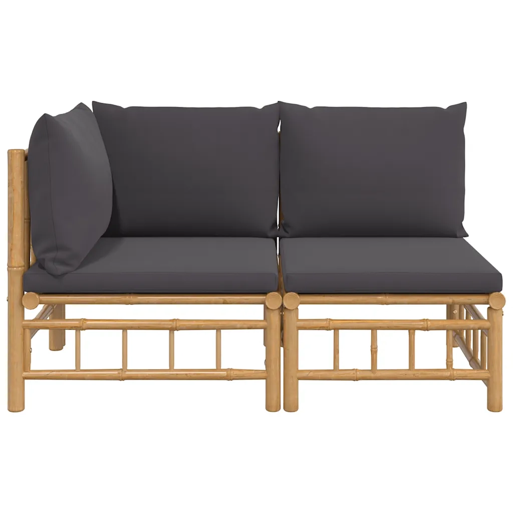 Set Salotto da Giardino 2pz | Set di Mobili da Esterno con Cuscini Grigio Scuro Bamb¨´