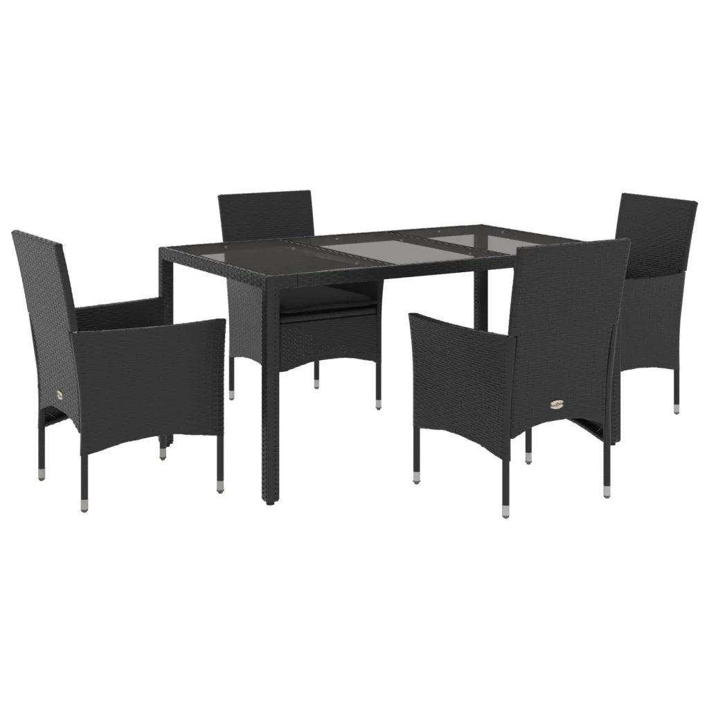 Set da Pranzo da Giardino con Cuscini 5 pz Polyrattan e Vetro 3278545