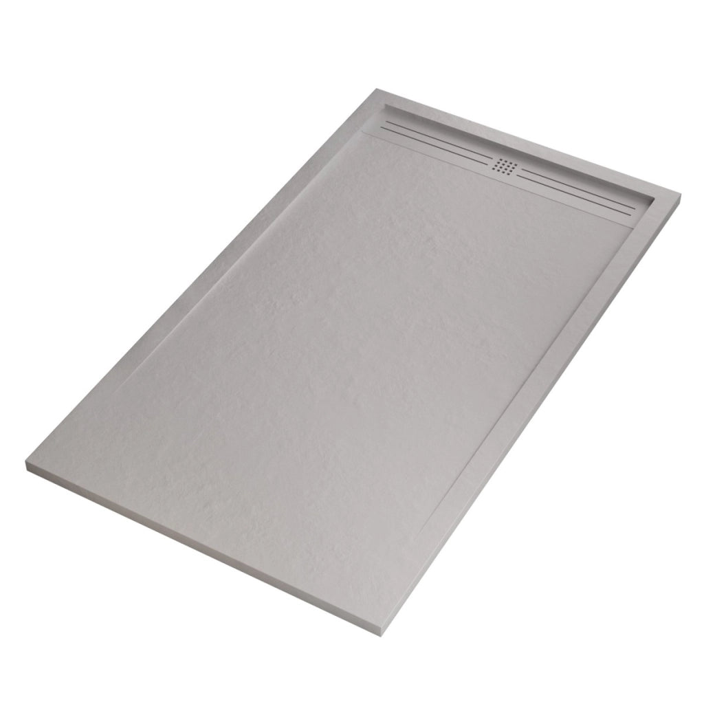 Piatto doccia in marmo resina grigio chiaro pietra cemento grid, misura 80x160