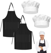 Cucina 4 pezzi - Impermeabile - Adattabile - Con 2 tasche - Cucina - Tessuto poliestere cotone - Progettazione confortevole - Schermo da fuoco