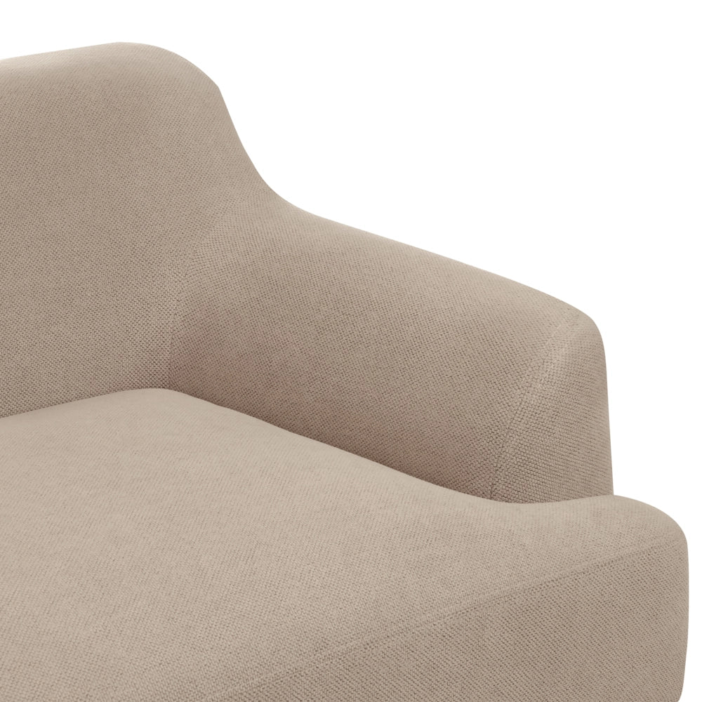 Divano a 3 posti in tessuto tortora con gambe in legno stile elegante soggiorno