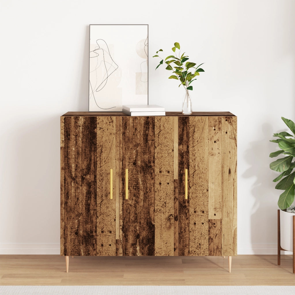 Credenza in Legno Vecchio, 90x34x80 cm, in Legno Massello di Recupero