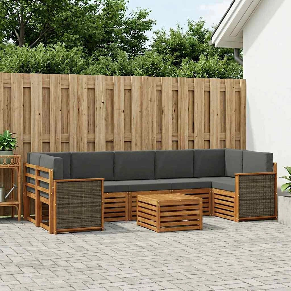 Set di divani da esterno 8 pz Naturale e Antracite 3384138