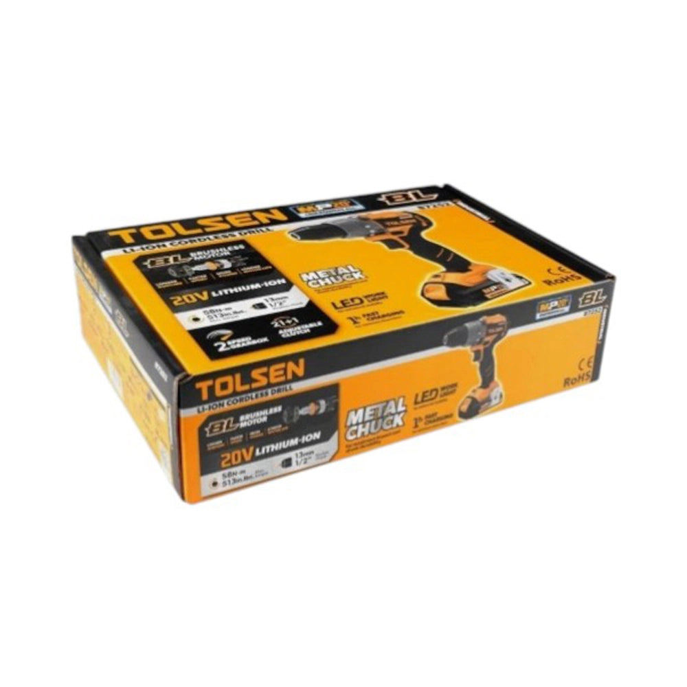 AVVITATORE A IMPULSI BRUSHLESS A BATTERIA 20V 1/2" 300Nm+2 BATTERIE 2Ah TOLSEN