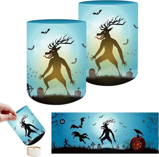Set di 12 luci da vento per decorazione di Halloween con tema zucca