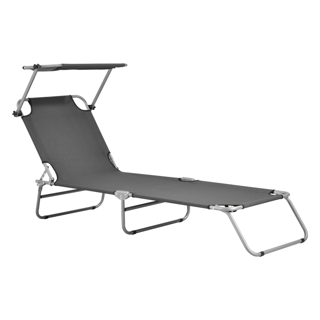 Lettino Prendisole Argozelo con Tettuccio Parasole Sdraio Portatile - Grigio Scuro casa.pro