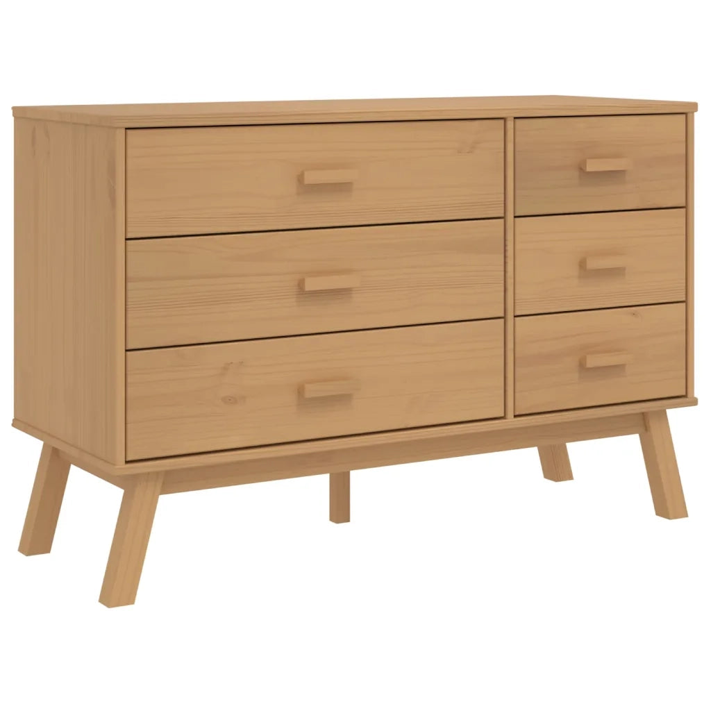 Cassettiera di design scandinavo 111 x 42 x 73,5 cm con ampio spazio contenitivo atmosfera accogliente in legno di pino marrone 02_0047358