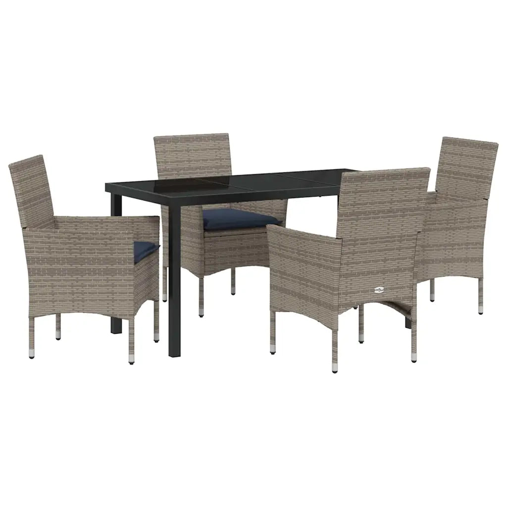Set di tavolo e sedie con cuscino 5 pcs Grigio Rattan in PE 3379830