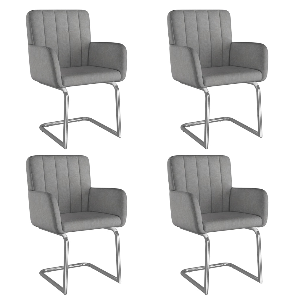 Set di 2 sedie da pranzo moderne in similpelle grigia con struttura metallica a Z