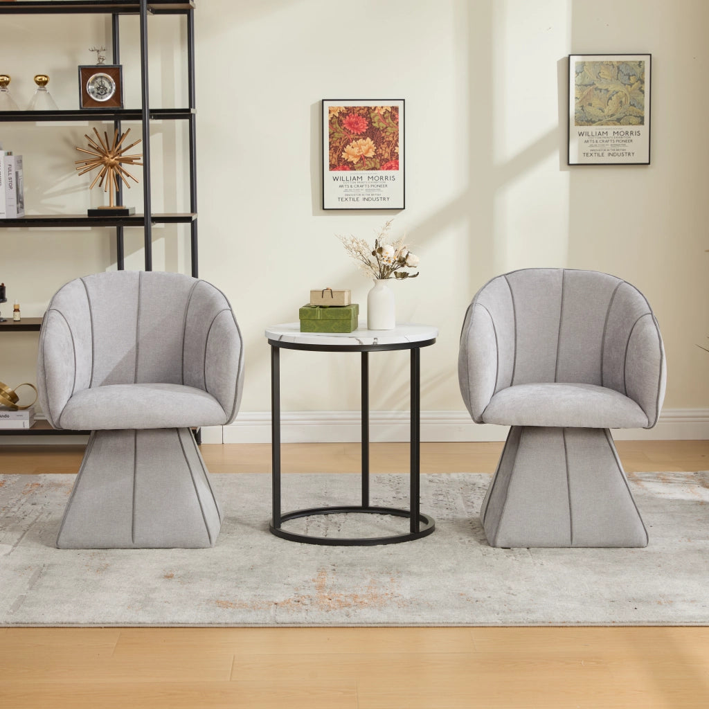 Poltrona girevole in tessuto Chenille grigio, design ergonomico con schienale alto, 1 collo