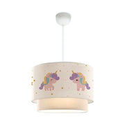 Lampadario a sospensione con design a forma di unicorno per bambini attacco E27 70 cm