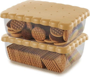 Scatola per biscotti con coperchio 2,7L 24,5x18,5x9,5cm Beige Rettilineo 0% BPA ftalaato libero