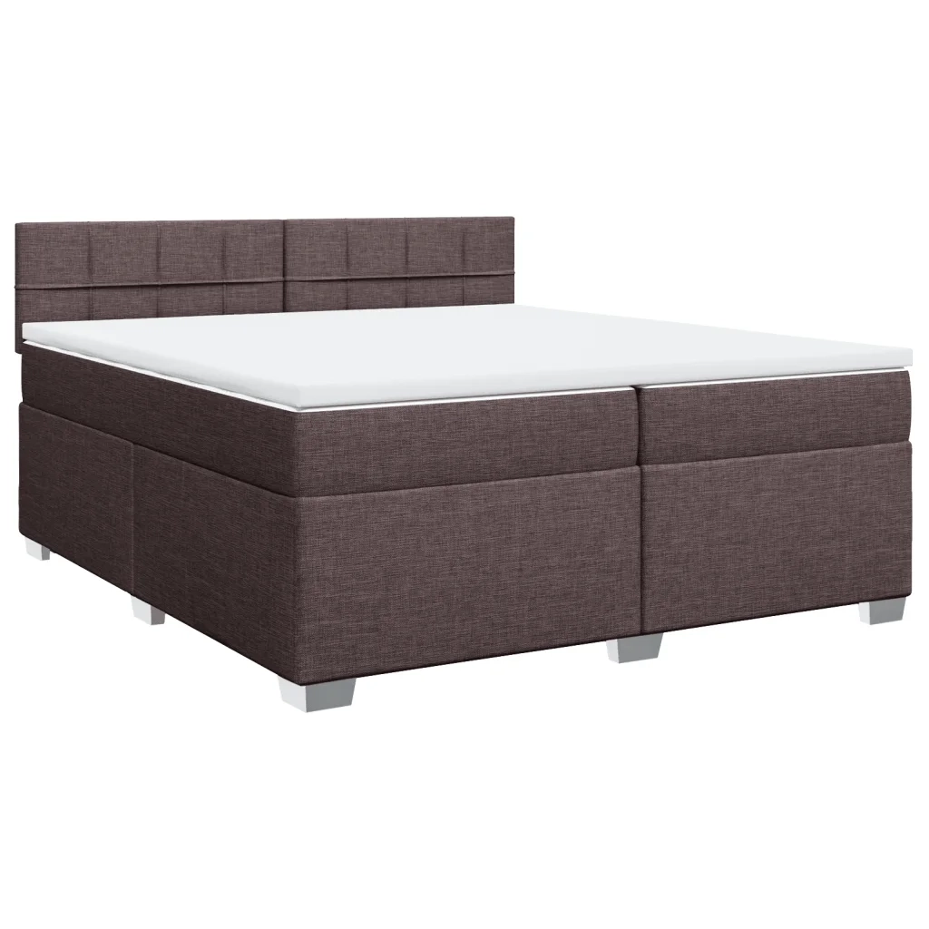 Giroletto a Molle con Materasso Marrone Scuro 200x200cm Tessuto