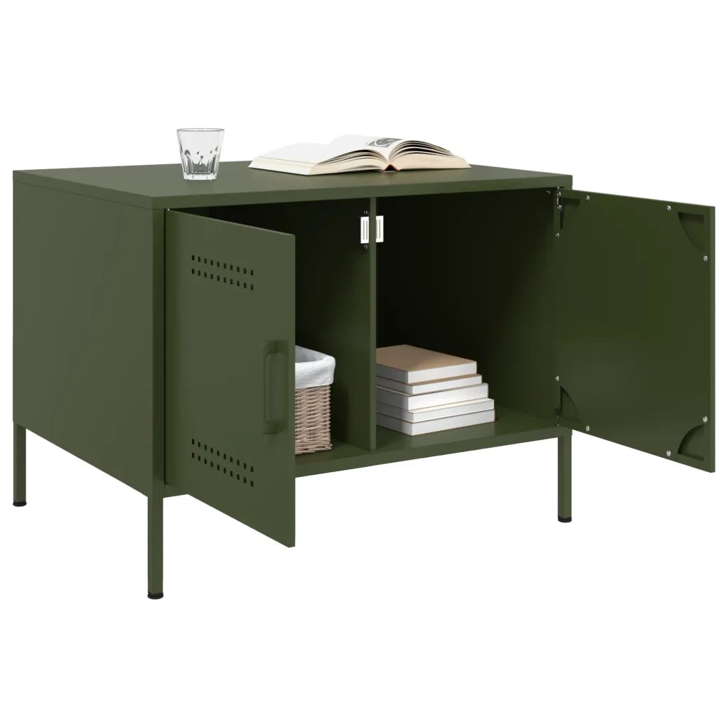 vidaXL Tavolino da Salotto Verde Oliva 68x50x50,5 cm in Acciaio