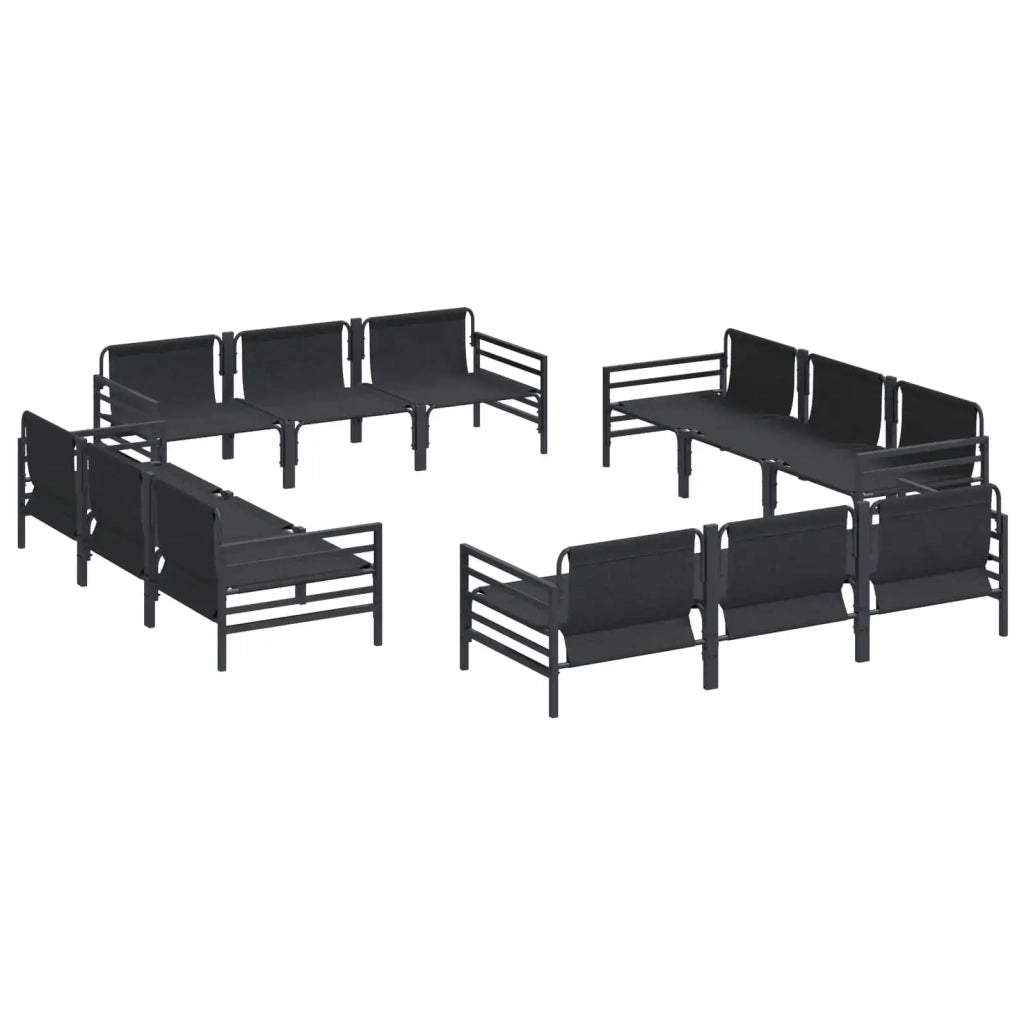 Set Divano da Giardino con cuscino 12 pcs Nero Acciaio